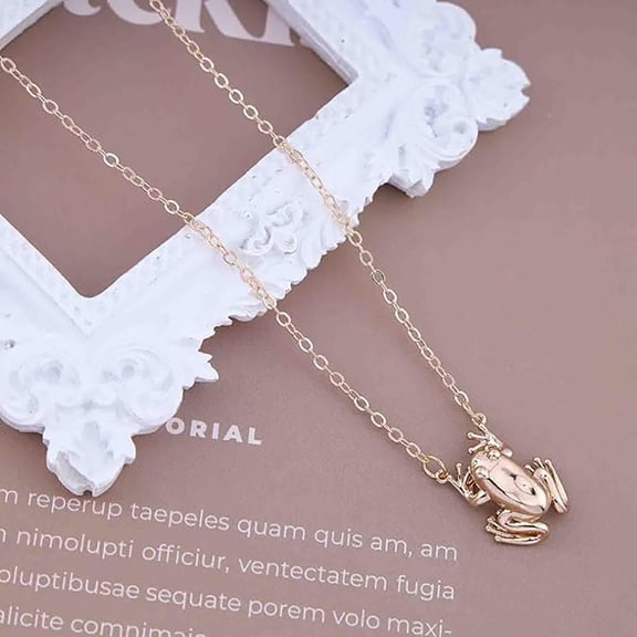 Gold Lucky Frog Pendant Necklace - Delicate 3D Animal Charm Jewelry for Women, Trendy Gift for Valentine's Day/Birthdays, Hypoallergenic Chain