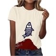 thumbnail image 2 of Sokhug Women's Fashion T-Shirts Funny Fish Graphic Crew Neck Tees Summer Casual Lightweight Breathable Athletic Tops, 2 of 5