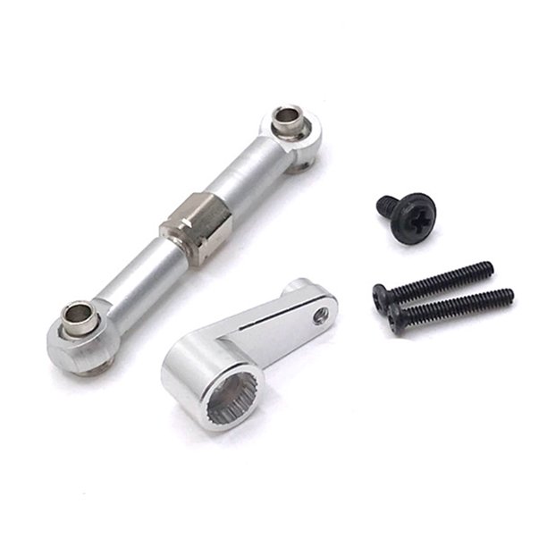Tholdsy Servobrazo de Metal para coche con Control remoto, varilla de enlace ajustable, simulación de vehículo sobre orugas, piezas de repuesto, Kit de Kits de construcción modelo Plata Tholdsy FN010463-04