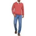 thumbnail image 2 of INSPIRE CHIC Men's Contrast Collared Long Sleeves Pullover Polo Sweatshirt S Red, 2 of 6
