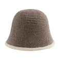 thumbnail image 6 of Hadanceo Fall Winter Knitted Bucket Hat Simple Fashion Low Profile Soft Thickened Warm Cotton Women Girls Knitting Fisherman Cap, 6 of 8