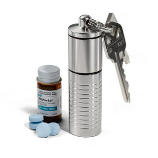 3 Packs Waterproof Aluminum Pill Fob Container, EFFIET Nitro Bottle Holder  Nitroglycerin Pill Case Emergency Keychain Pill Holder for Medicine  Organizer Dispenser (Silver-Matt-Red)