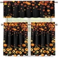 thumbnail image 4 of Kitchen Curtain Set 3Pcs Fall Leaf Pumpkin Coffee Curtain Blackout Valance Curtain and Tier with Rod Pocket for Kitchen Window Living Room S, 4 of 6