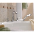 thumbnail image 3 of Moen Eva Chrome Two-Handle Deck Mount Roman Tub Faucet Trim Kit with Single Function Handshower, Valve Required, 3 of 5