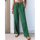 thumbnail image 4 of Pantalones Palazzo de para Mujer, Elegantes, de Verano, de Pierna , Holgados, Estilo Bohemio, de , para Playa, con Bolsillos. Verde Tinta S, 4 of 10