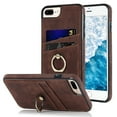 thumbnail image 2 of PU Leather Case for iPhone 8 Plus / iPhone 7 Plus with Ring Holder Stand Card Slots Cover, Flexible Soft TPU Shockproof Non-Slip Bracket Phone Case for iPhone 8 Plus / iPhone 7 Plus 5.5 Inch,Coffee, 2 of 17