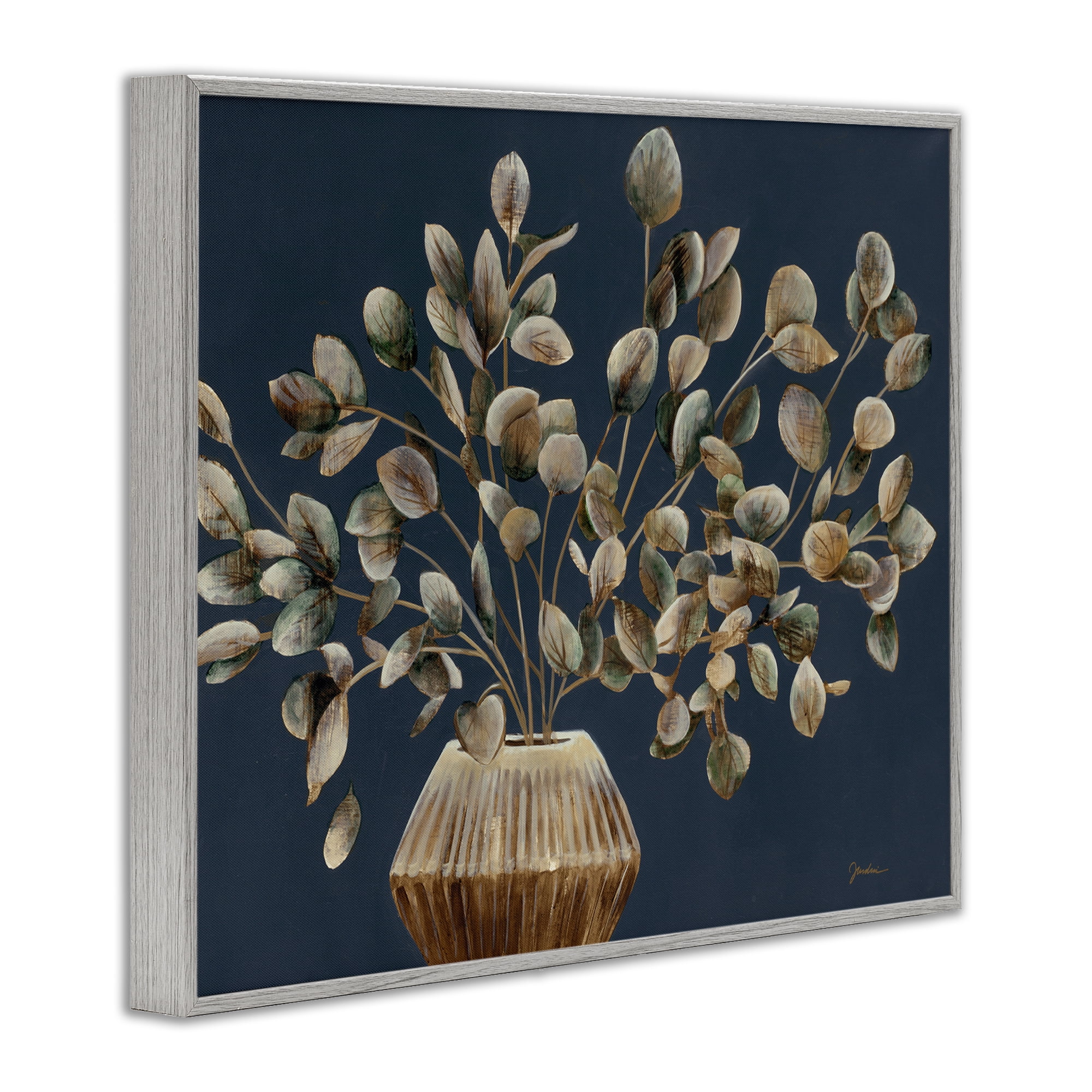 Stupell Industries Rustic Eucalyptus Leaves Botanical & Floral Painting Gray Framed Art Print Wall Art, 20 x 16