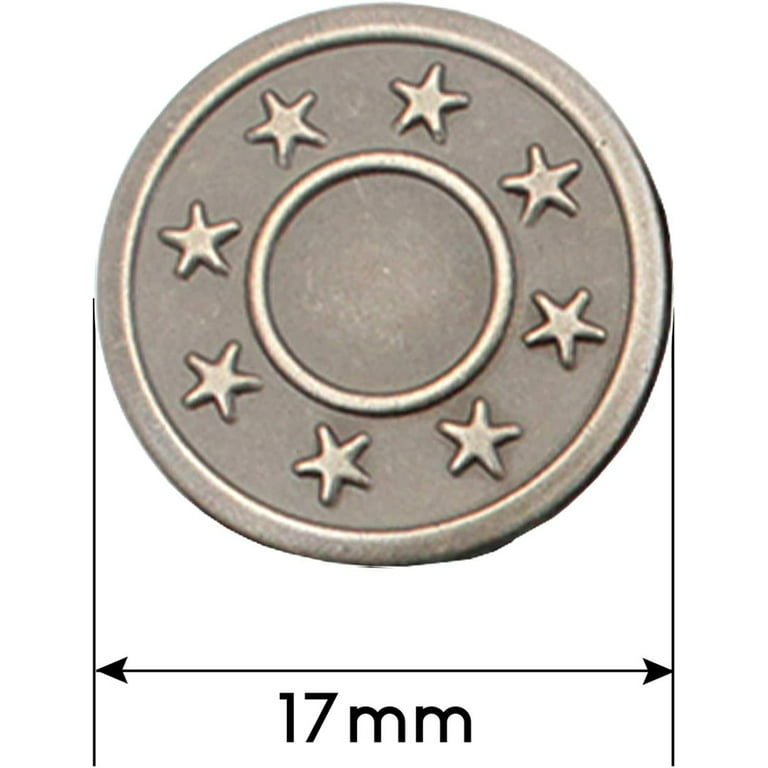 Trimming Shop 14mm Replacement Jean Buttons with Back Pins Rivet, Silver,  20pcs Set 
