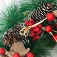 thumbnail image 6 of Gustave 12.6in Artificial Christmas Wreath Hanging Pine Needle Wreath with Pine Cone, Red Berry and Bow Ornament for Front Door Holiday Xmas Decor, 6 of 8