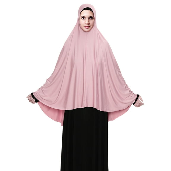 XINFU Women's High Stretch Hijab Muslim Arabian Long Milk Silk Purity Color Chiffon Hijab, Dark Pink, Medium