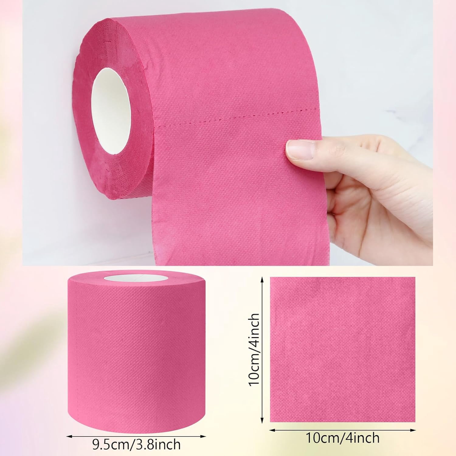 8 Rolls Colored Toilet Paper Multicolor Funny Novelty Toilet Paper Gift Sustainable and Soft for Home Decoration, Office, Halloween, Fall, Xmas Party, Camping, Travel(Light Pink,Peach Pink)