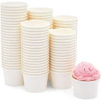 BZUEPRS 100-Pack Disposable Paper Ice Cream Cups, 5oz Dessert Bowls for Sundae Bar, Frozen Yogurt (White)