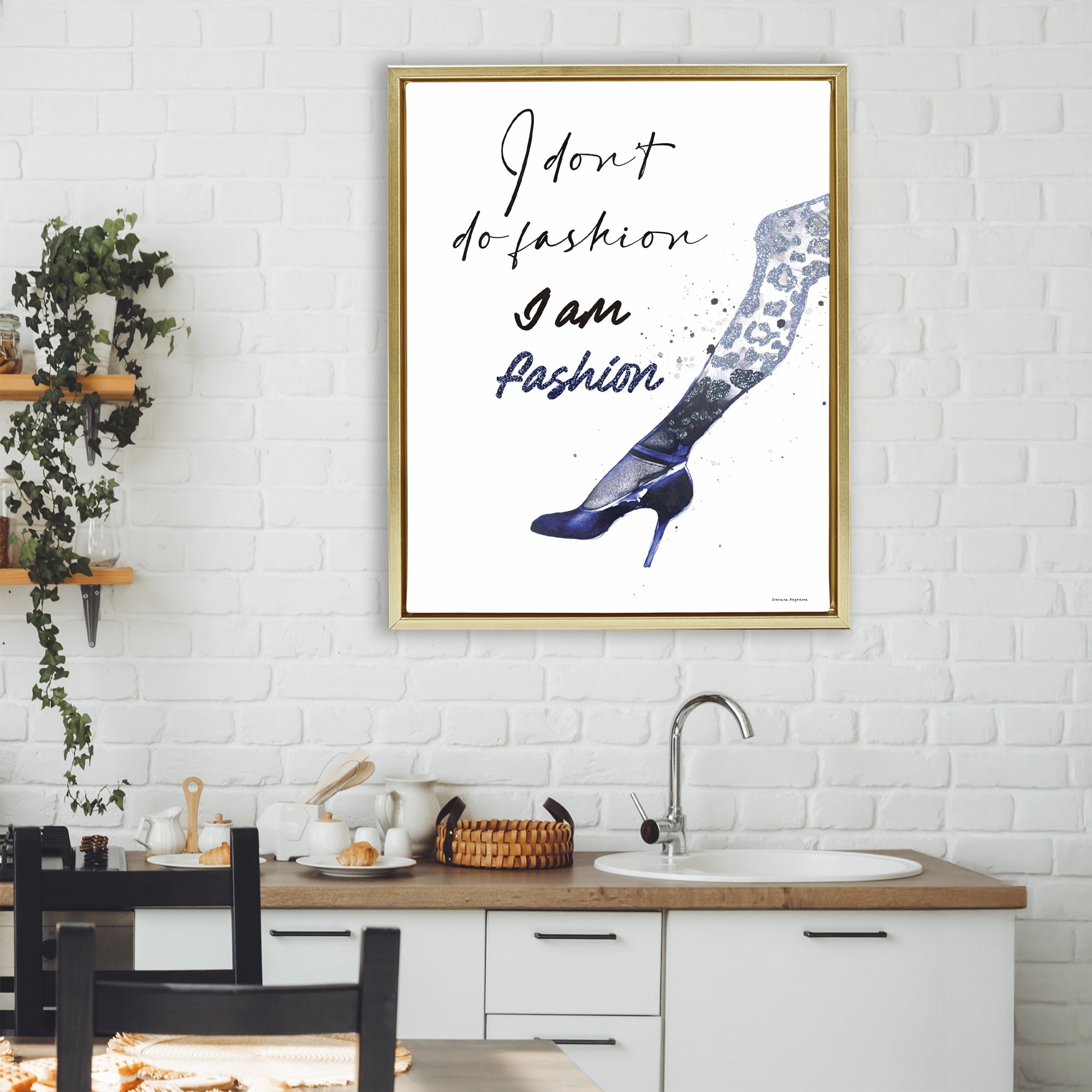 Stupell Industries Trendy I Am Fashion Gold Framed Floater Canvas Wall Art, design by Svetlana Aleynikova