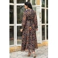 thumbnail image 4 of Black Ethnic Motif Printed Chiffon Flared Maxi Dress With Buttons., 4 of 5