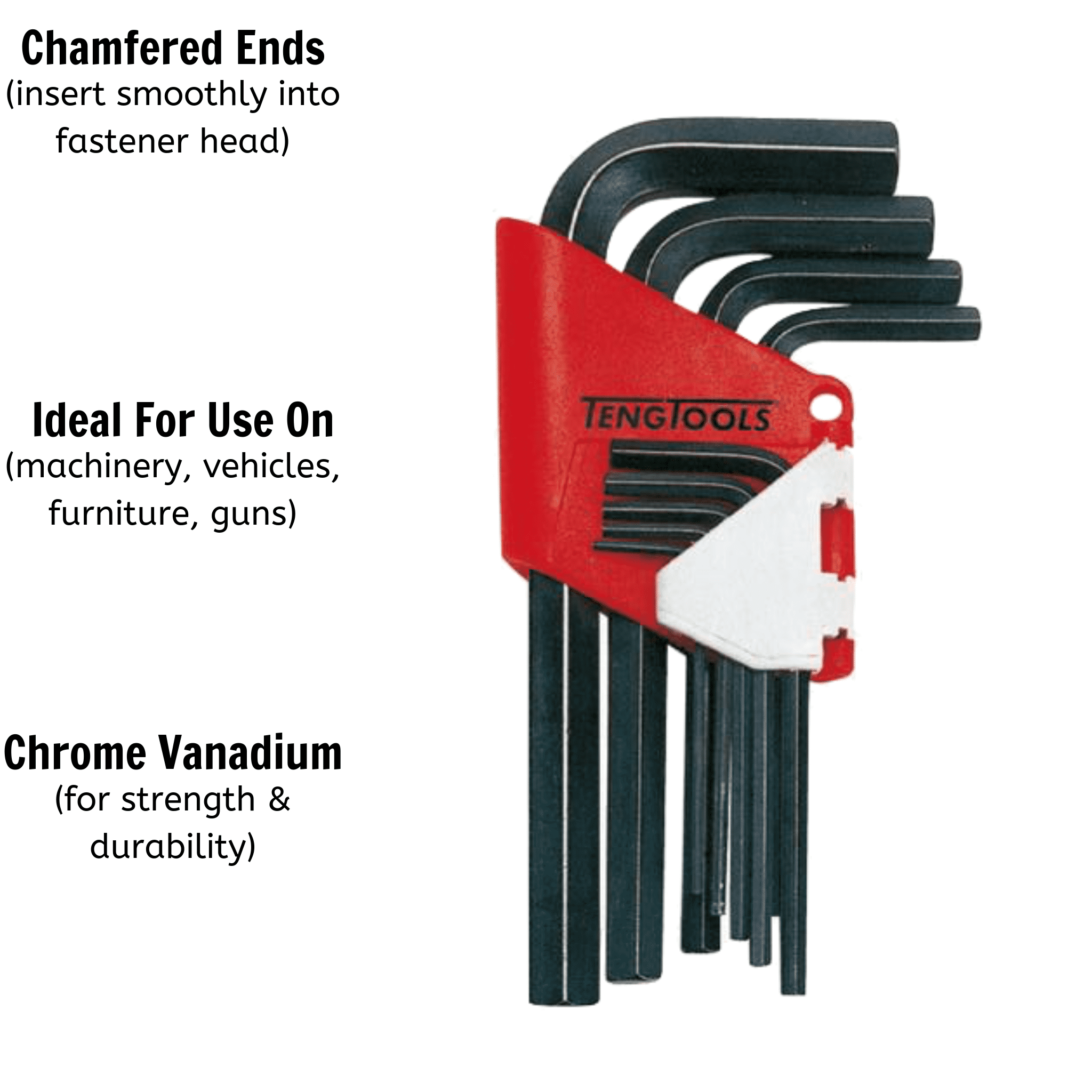 Teng Tools 9 Piece Black Metric Industrial Grade Hex Key / Allen Wrench Set (1.5mm - 10mm) - 1479MMR