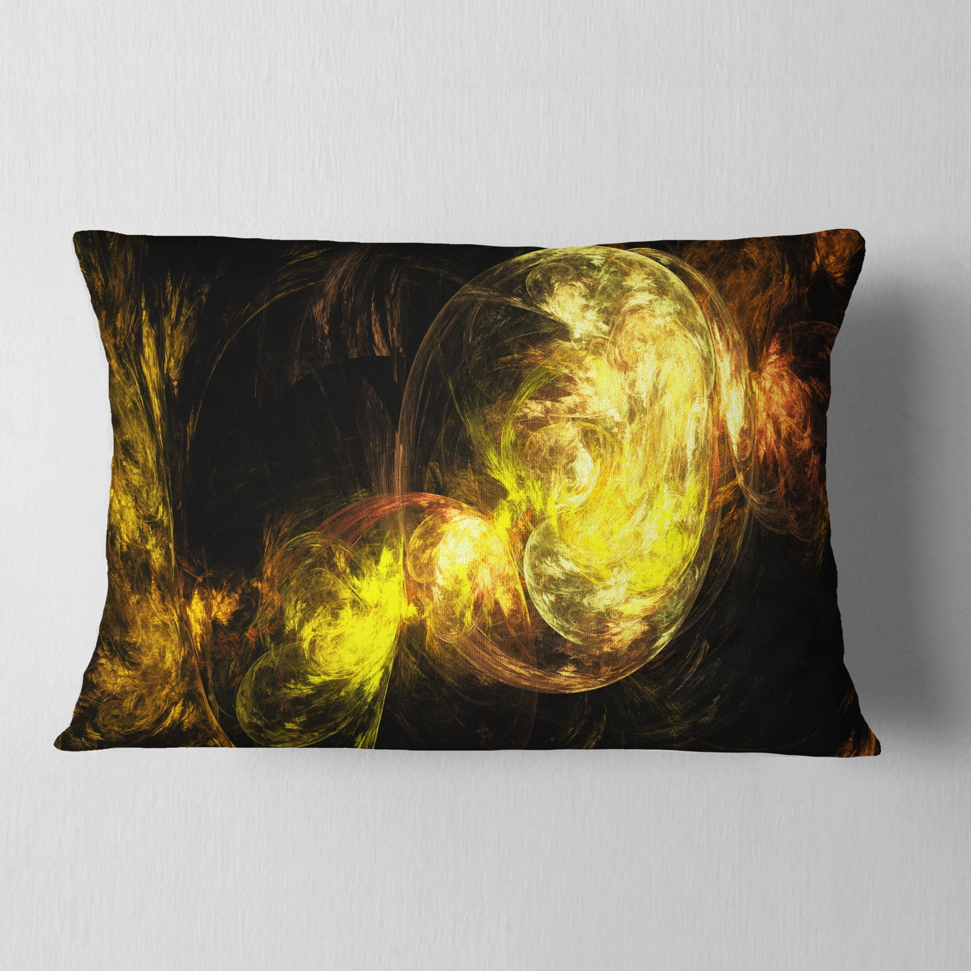 Designart Colored Smoke Golden - Abstract Throw Pillow - 12x20