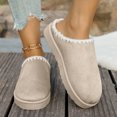 thumbnail image 2 of Women's Slippers Fuzzy Cozy Platform Mini Boots Indoor Outdoor Slides Mules Fleece Lined Winter Warm Suede Clogs, 2 of 7