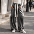 thumbnail image 2 of WULMLEO Women's Baggy Boho Harem Pants Drawstring Waist Wide Leg Sweatpants Casual Trousers Joggers with Pockets Gray XL, 2 of 7