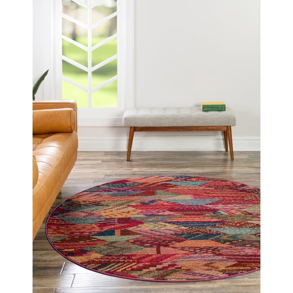 Unique Loom Sedona Collection Area Rug - Rainier (3' 3" Round Multi/Beige)