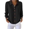 thumbnail image 2 of Samdudou Women Sweaters Collared Button Up Cardigan Long Sleeve Ribbed Texture Style Knit Tops Elegant Workwear Solid Color Fall Winter Outfits, 2 of 6