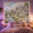 thumbnail image 2 of Picturesque Countryside Landscape in Quaint Scene, Dreamy Romantic Painterly for Nature Lovers, Pastoral Wall Art, Mother's Day Gift Wall Tapestry Wall Hanging for Bedroom and Living Room, 2 of 7