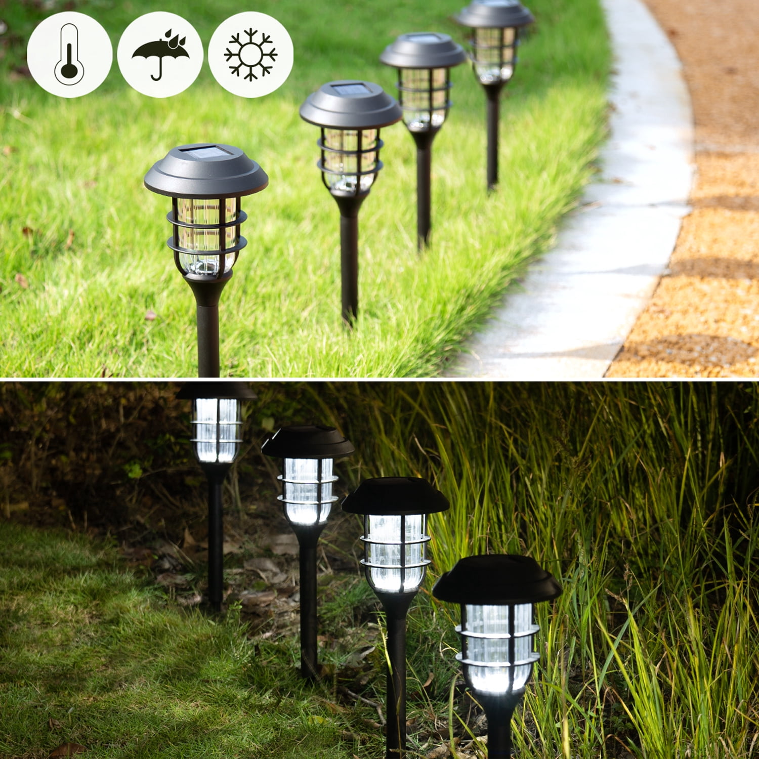 FKHouse Outdoor Solar Pathway Landsccape Lights Waterproof Led WalkwaySolar Lights 8-Pack