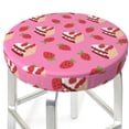 thumbnail image 3 of KLL Strawberry Cake Round Bar Chair Cushion Cover 14 inch ,Bar Stool Protector with Elastic, Soft Washable, 3 of 6