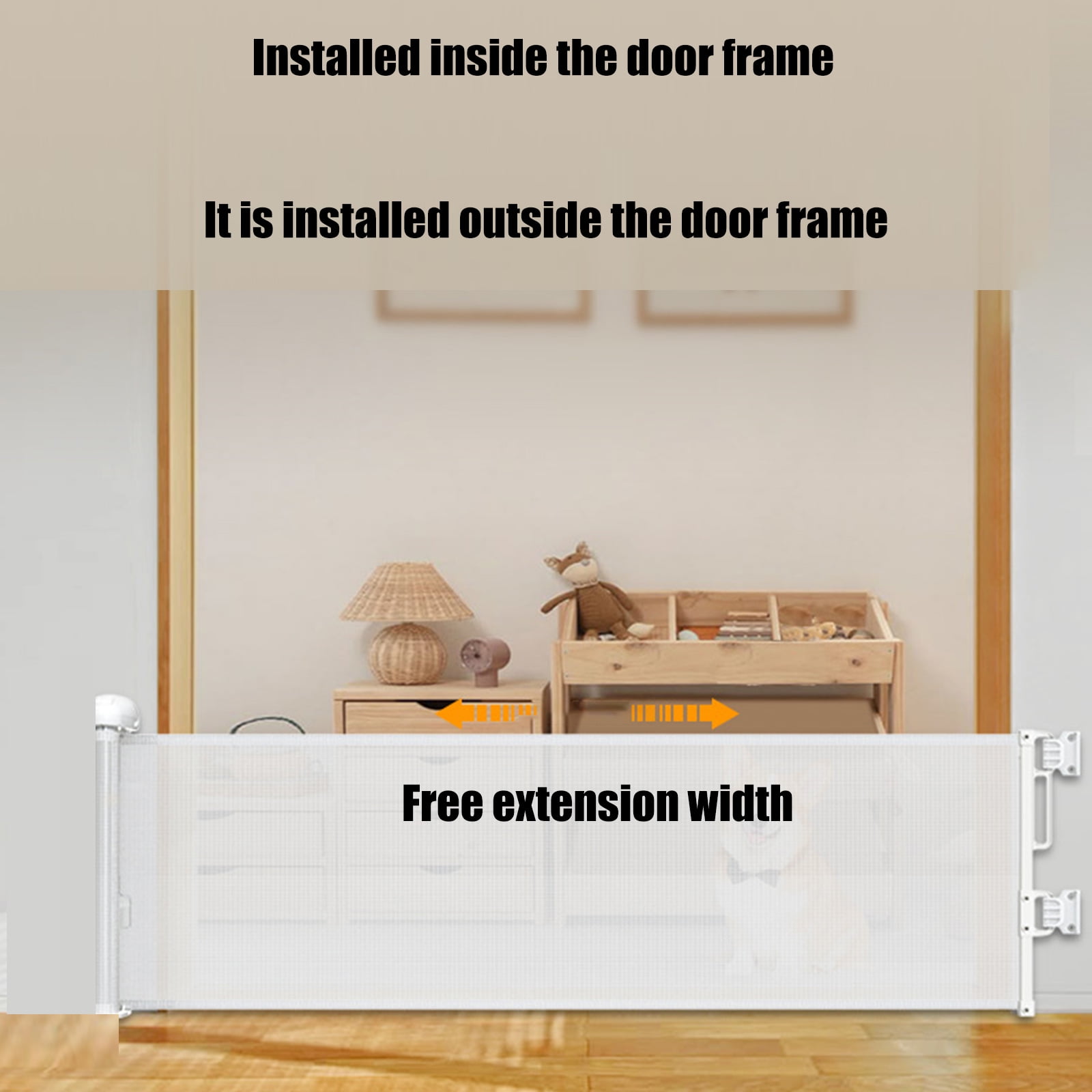 Retractable Meshes Baby Gates Adjustable Baby Staircases Guard Child Safety Gates Household Dog Barrier Easy to Install