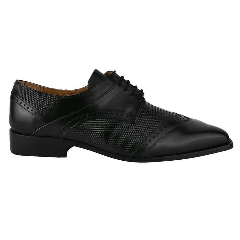 LIBERTYZENO Mens Formal Genuine Leather And Suede Black Oxford Dress Shoes LIBERTYZENO Mens Classic Leather Formal Oxford Shoes, Black  main image 3