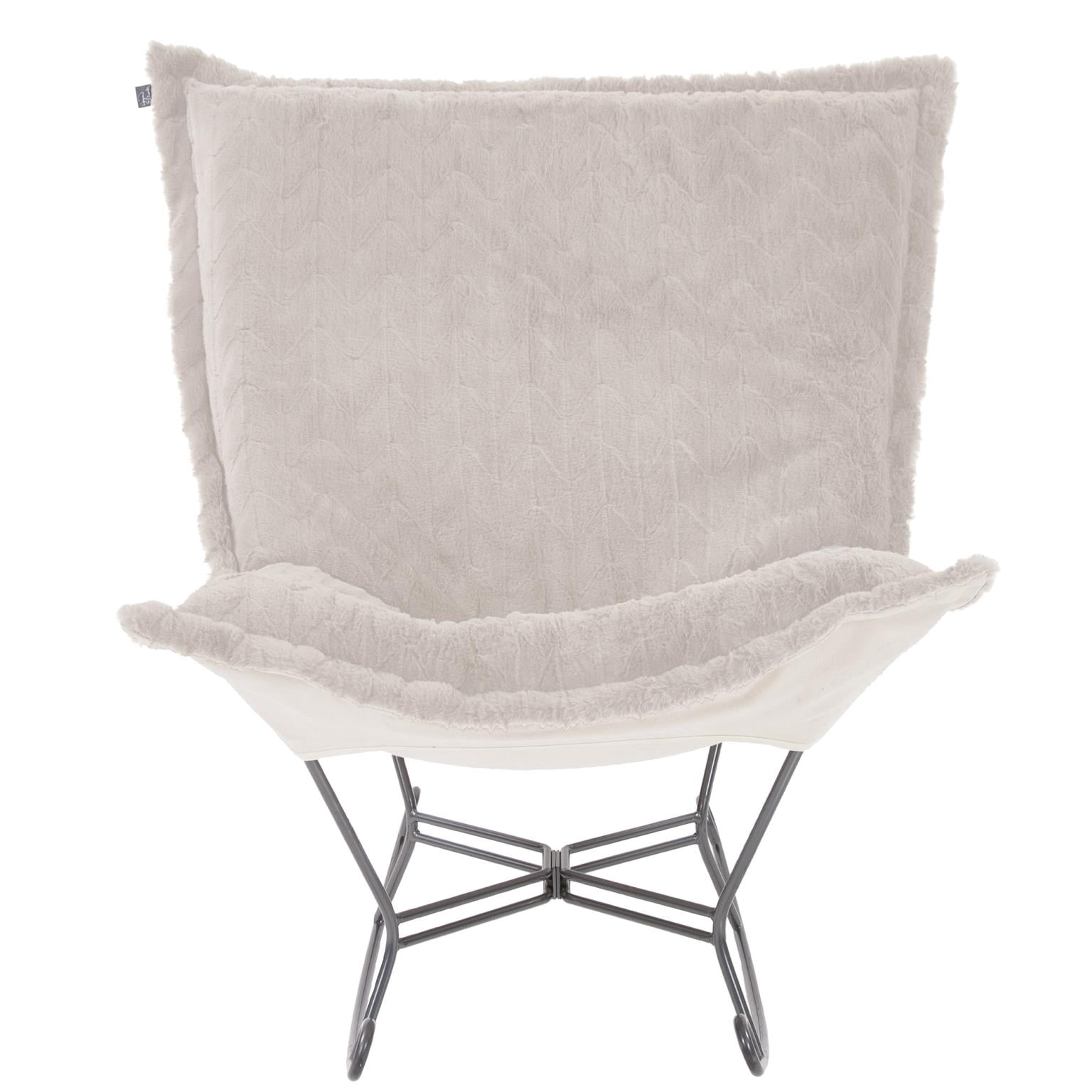 Scroll Puff Rocker Angora Natural