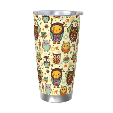

Ocsxa Cute Owls Pattern 20oz Travel Coffee Mug with Flip Lid Stainless Steel Insulated Insulated Coffee Mug Thermal Cup with Splash Proof Sliding Lid-Without Straw
