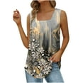 thumbnail image 2 of Brilliant Fresh Style Trends Summer Women's Summer Casual Tank Tops Loose Fit Pleated Square Neck Sleeveless Tops Gray XL, 2 of 5