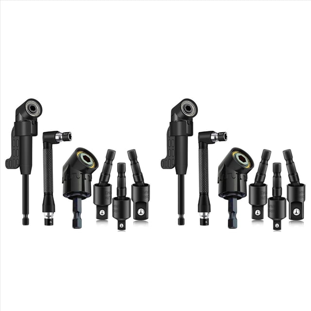 Juego de 12 Accesorios para Taladro en Ángulo Recto con Adaptador de Taladro en Ángulo de 105° y Adaptador de Dado de de