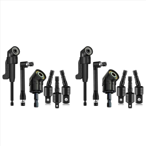 Juego de 12 Accesorios para Taladro en Ángulo Recto con Adaptador de Taladro en Ángulo de 105° y Adaptador de Dado de de