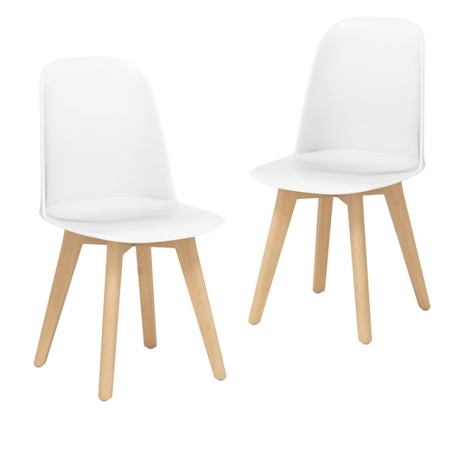 Gymax Modern Dining Chairs Set of 2 Armless Kitchen Chairs 330 LBS Load Capacity White