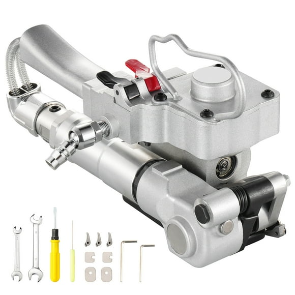KFFKFF Air-Operated Banding Tool, Suitable for 3/4"-1" Broad PET Plastic Strap, Wrapping Banding Device, Manual Packer, Auto Wrapping Device with Maximum 4000N Pulling Force, Compact Strapping Set