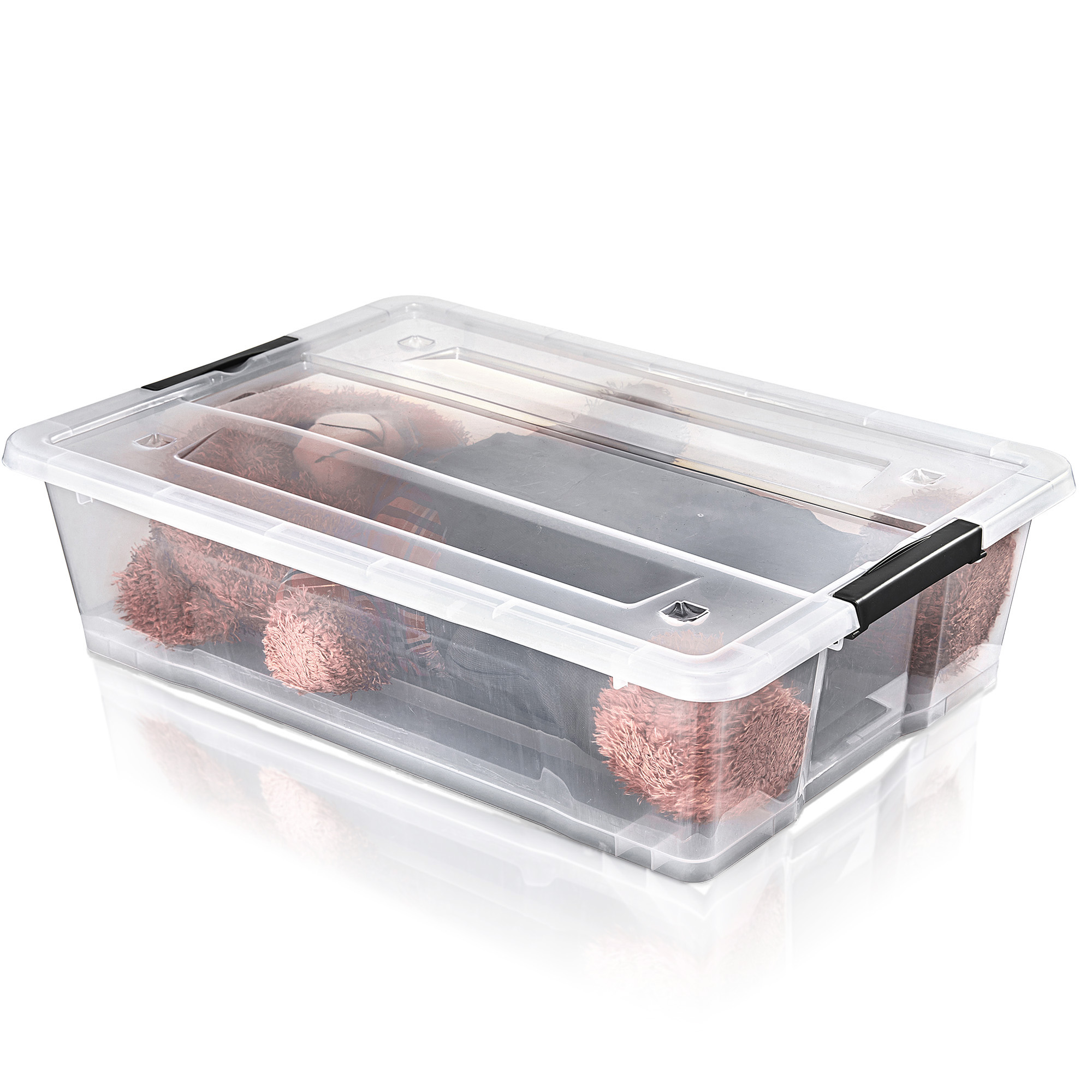 Sorbus 40 Qt Clear Underbed Storage Bin with Wheels & Snap-Lock Lid โ Plastic Rolling Organizer for Clothes, Bedding & More