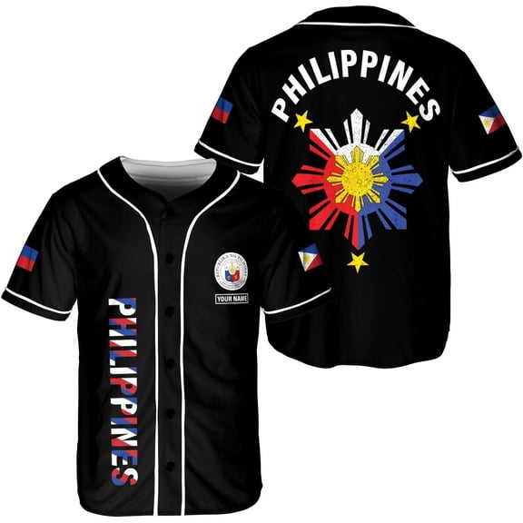 Personalized Philippines Baseball Jersey, Filipino Flag Baseball Jersey, Philippines Shirts, Philippines Flag Shirt (S)