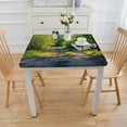 thumbnail image 3 of BANET  Spring Tablecloth, Path in Forest by The Lake Sunlight Reflecting on Fresh Leaves Tranquil Image, Dining Room Kitchen Rectangular Table Cover White, 3 of 7