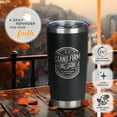 thumbnail image 4 of Christian Art Gifts Large Stainless Steel Inspirational Travel Mug Tumbler for Men & Women: Stand Firm Encouraging Bible Verse, Double Wall Vacuum Insulated w/Lid, Hot/Cold Beverage, Black, 18 oz., 4 of 6