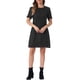 thumbnail image 1 of Vestido de Tweed para Mujer INSPIRE CHIC, Cuello Redondo, Mangas Cortas, Elegante, Largo hasta la Rodilla, Talla XS, Negro, 1 of 6
