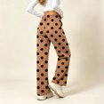 thumbnail image 6 of Wide Leg Pants for Women, Women's Polka Dot Wide Leg Pants High Waisted Drawstring Lounge Pants with Pockets Loose Fit Casual Bottoms for Daily Wear Travel Work Soft Comfy, 6 of 7