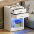 thumbnail image 5 of Afuhokles LED Nightstands Set of 2,Nightstand with Charging Station, Bedside Table with Power Outlets and Drawers, White, 5 of 8