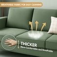 thumbnail image 5 of 3 Seat L Shape Sofa,Small Sectional Sofa with Ottoman, Comfortable Corduroy Couch, Modern Convertable Couches for Living Room Apartments Small Space, Green, 5 of 6