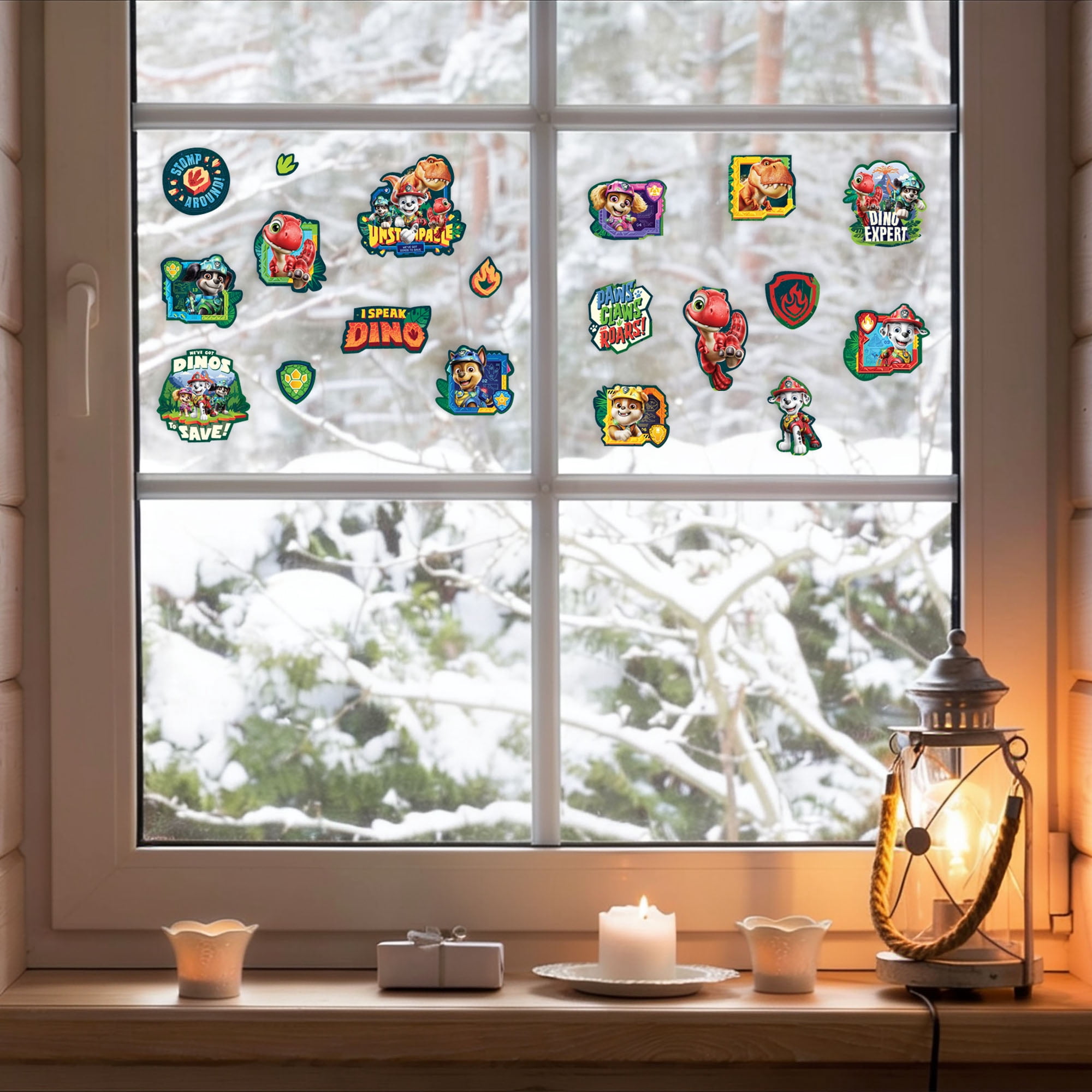 PAW Patrol Dino Rescue Static Window Clings – 19 Pack Kids’ Decoration