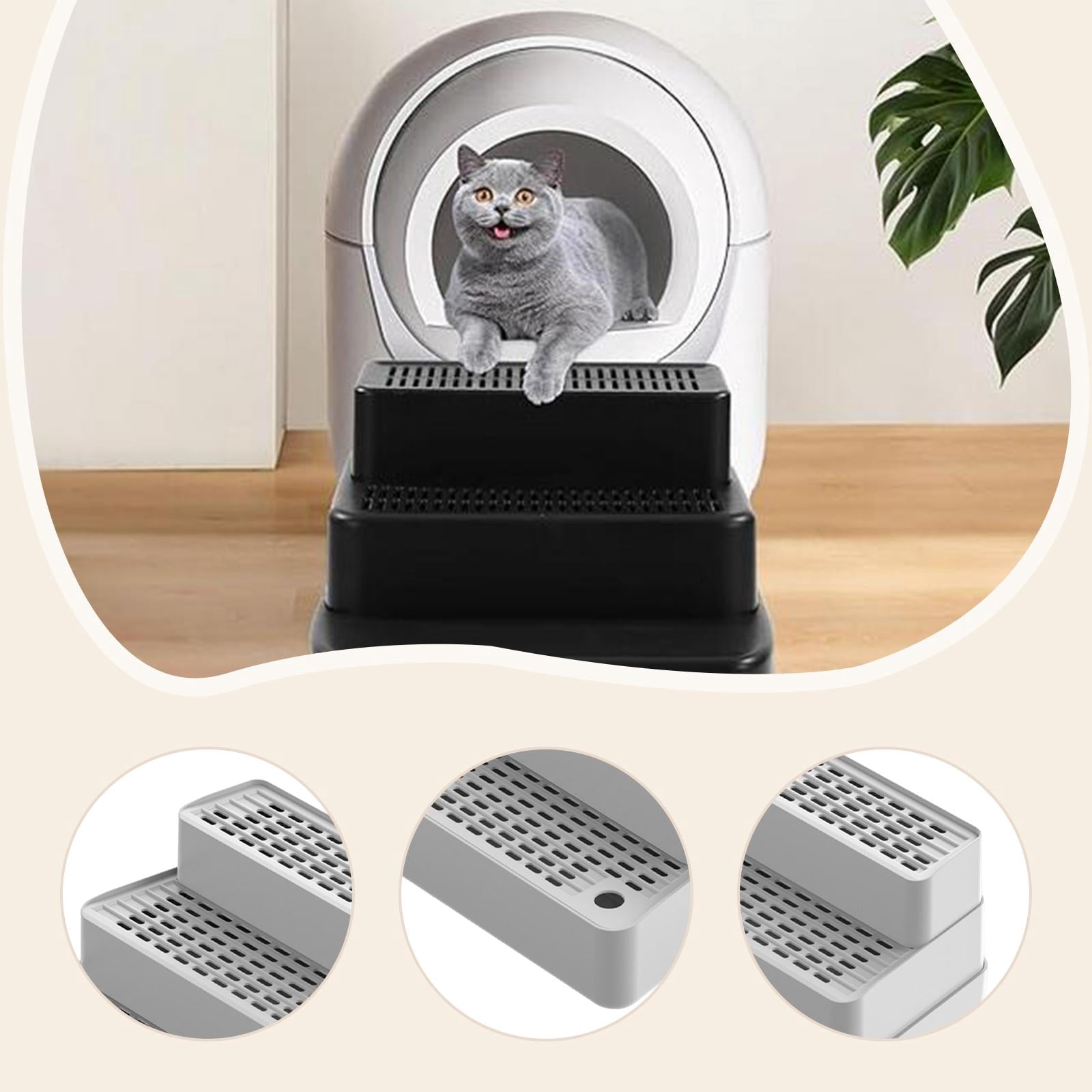 Cat Litter Stair Slope Mat Step Pad with Non Slip Feet for Automatic Litter Boxes and Senior Cats Light Gray