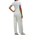thumbnail image 7 of Women Colid Color U Neck Pockets Wide Leg Overalls, 7 of 7