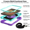 thumbnail image 7 of ELEHOLD 3-Layer Shockproof Case For Tab A 8.0 (2019) T290 / T295, Rugged Cover with 360° Rotating Kickstand, Wrist Strap, Detachable Shoulder Strap, Purple+Mint, 7 of 7