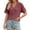 Red, variant on yunLCZ Ladies Blouse Everyday Low Price Women's Solid Color Button Loose V Neck Short Sleeved Cardigan Top workout form-fitting T-shirts women
