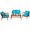 Turquoise, variant on Costway 4PCS Patio Rattan Furniture Set Acacia Wood Frame Cushioned Sofa Chair Turquoise